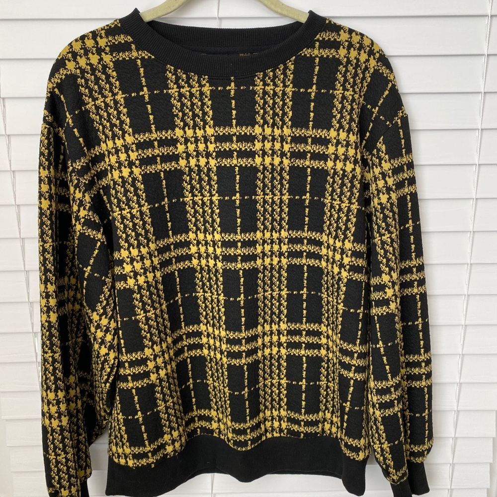 Who What Wear Plaid Black/Yellow Sweater